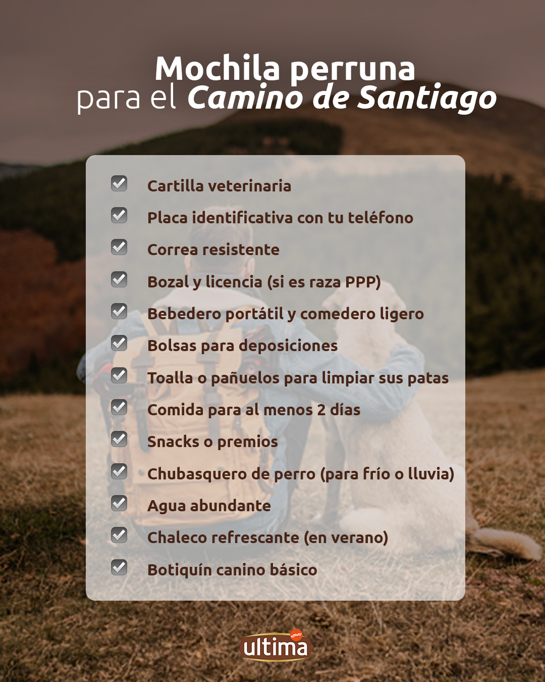 Mochila perruna para el camino de Santiago