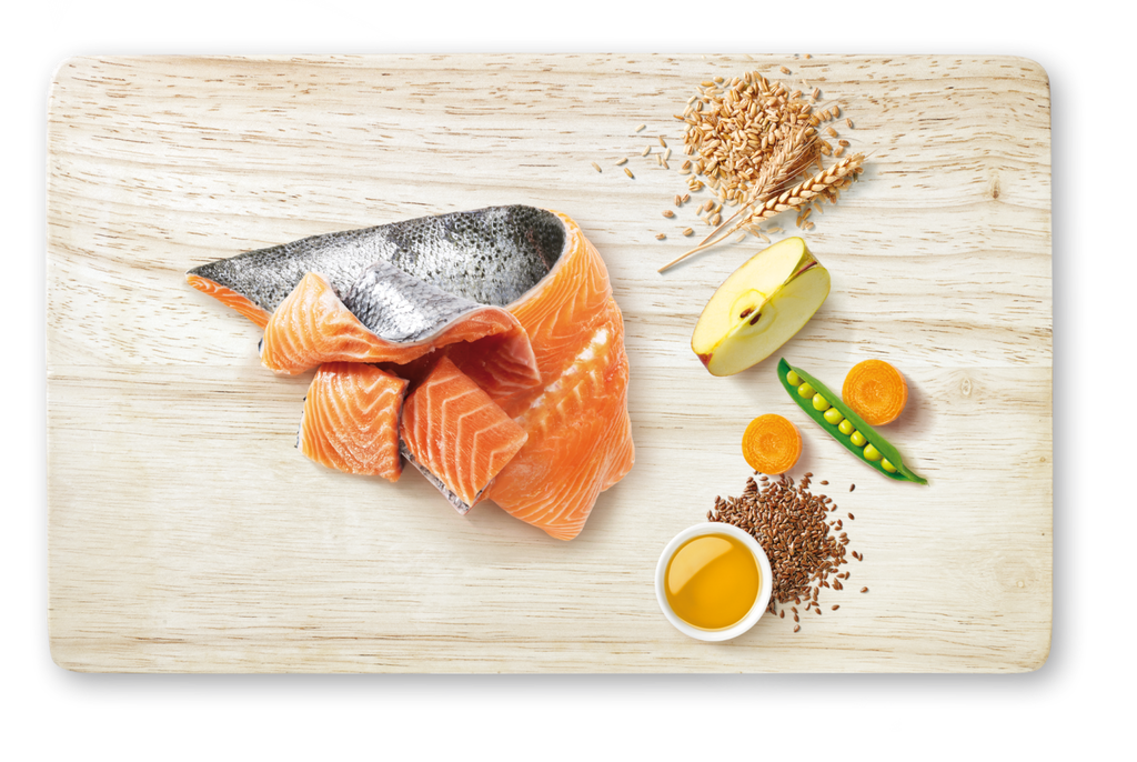 Amb salm&oacute; Atl&agrave;ntic fresc, cereals integrals, verdures i fruites