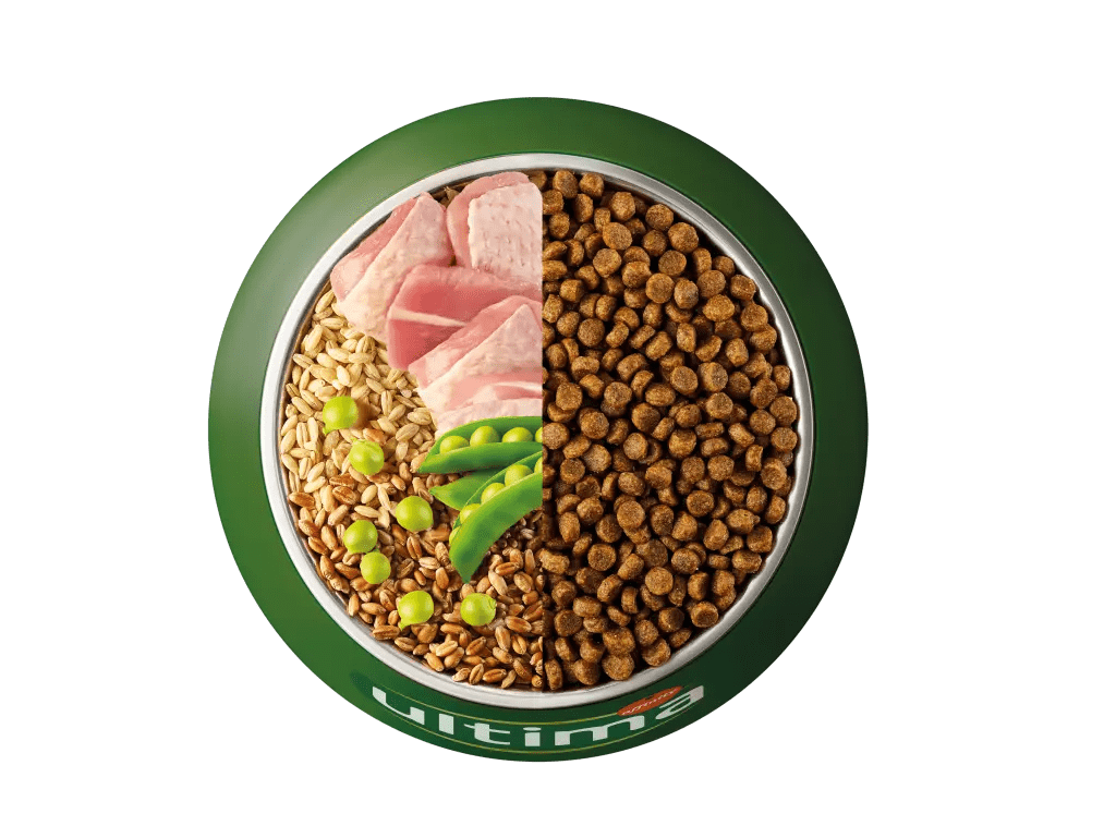 Dinde, orge, bl&eacute; complet et pois