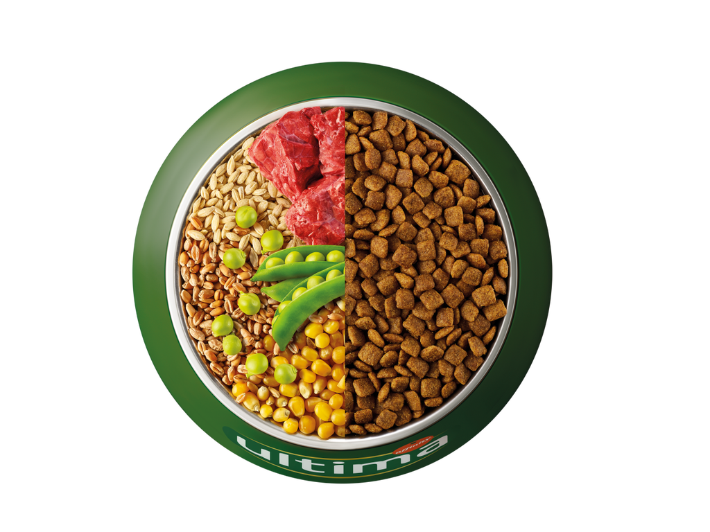 Manzo, orzo, cereali integrali e piselli