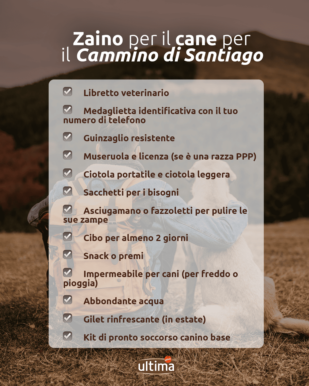 Zaino per il cane per il Cammino di Santiago