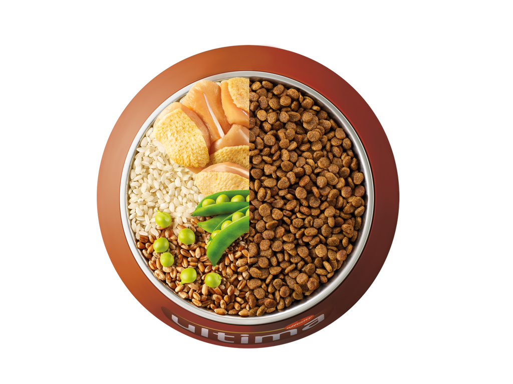 Chicken, rice, wholegrain cereals and peas