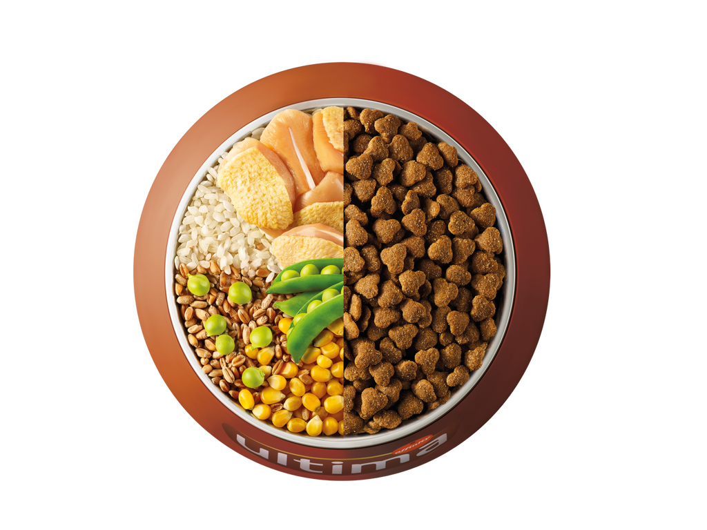 Chicken, rice, wholegrain cereals and peas