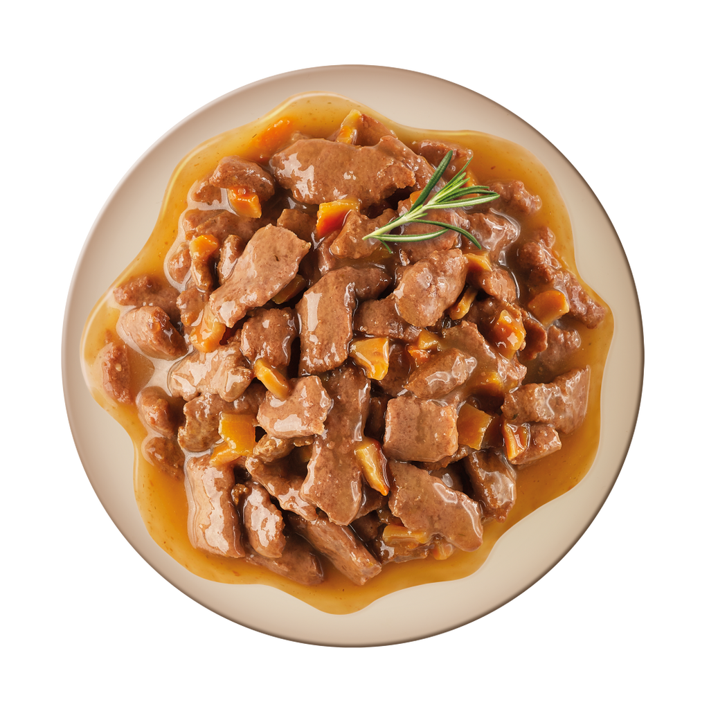 With Beef and carrots