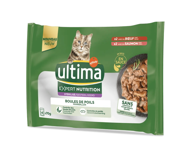 Expert Nutrition St&eacute;rilis&eacute; Boules De Poils avec du B&oelig;uf et du Saumon