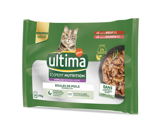 Expert Nutrition St&eacute;rilis&eacute; Boules De Poils avec du B&oelig;uf et du Saumon