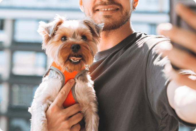 Chien avec pet parent